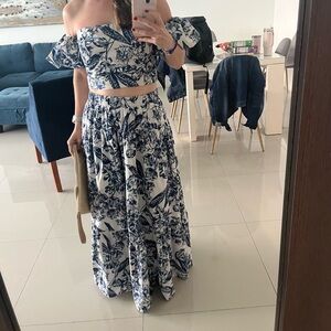 Abercrombie and Fitch blue floral midi skirt & top